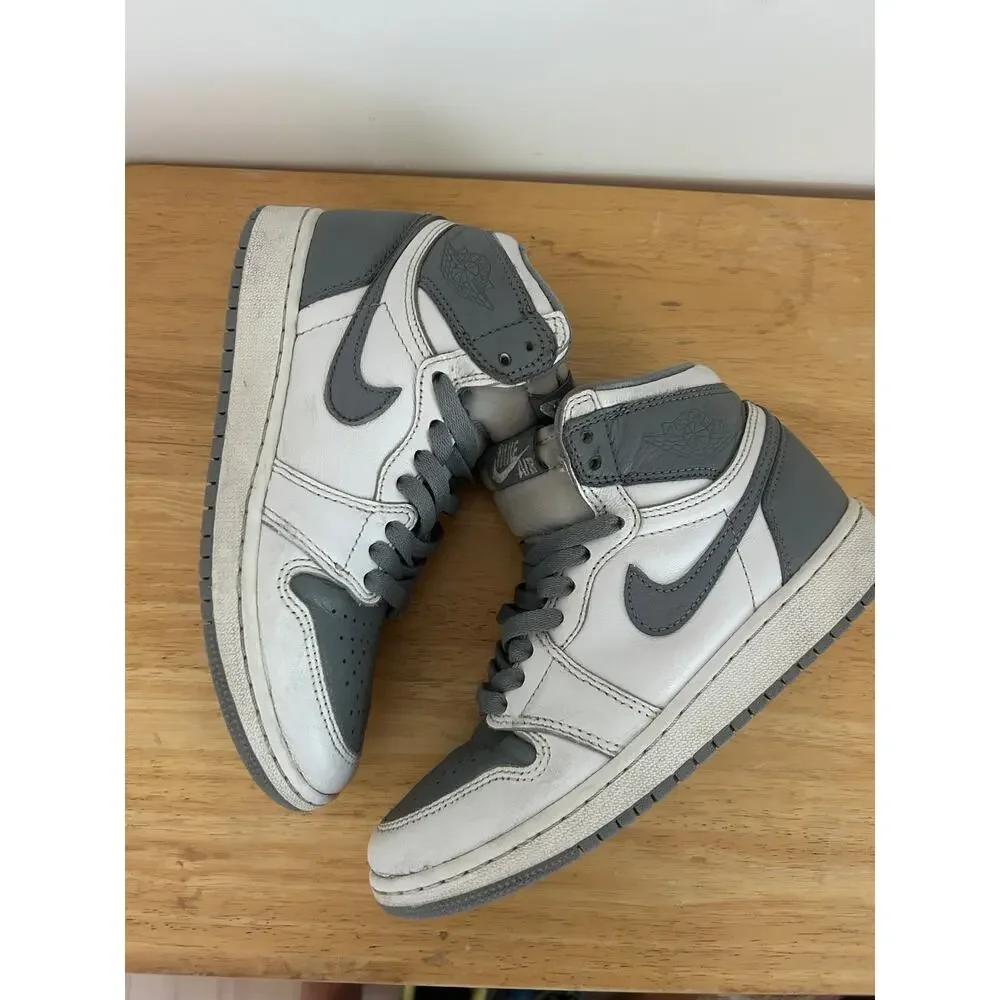Nike Air Jordan 1 Retro High OG Stealth GS Size 4Y Shoes 575441-037 White Grey